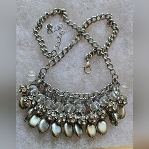 Elegant 12.5" Silver Necklace with Crystal Accents